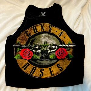 Guns and Roses Black Crop Shirt